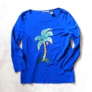 NEW WOMEN'S 3/4 SLEEVE TOP SIZE MEDIUM EMBELLISHED SWEATERWORKS